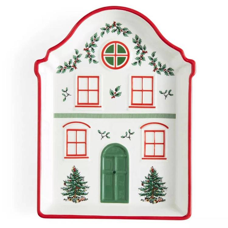 Spode Christmas Village Tidbit Tray - Red