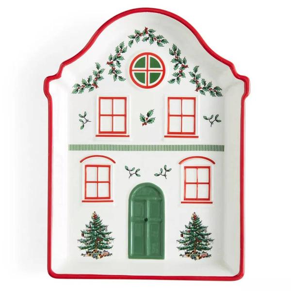 Spode Christmas Village Tidbit Tray - Red - image 