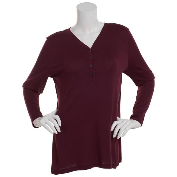 Plus Size Architect(R) Long Sleeve V-Neck Tee w/ Functional Placket