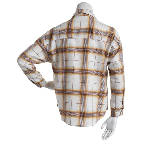 Juniors No Comment Aerea Plaid Oversized Shacket w/Pocket