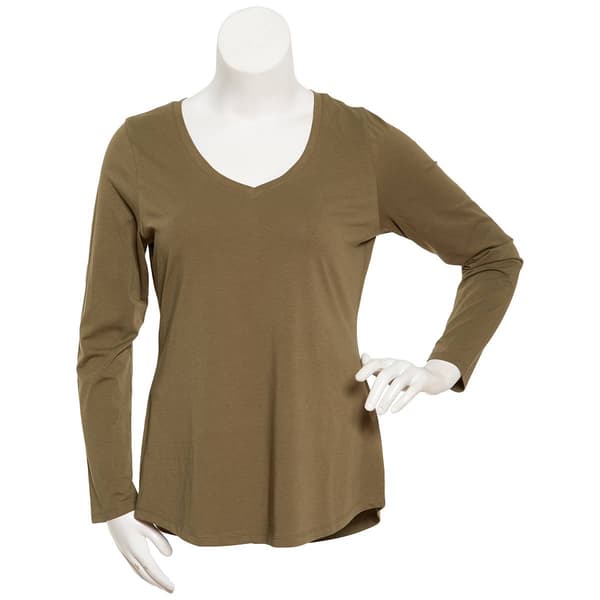 Juniors Plus Aveto Long Sleeve V-Neck Tee - image 