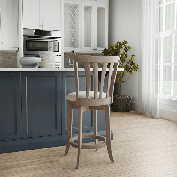 HH2 Home Savana Grey Wood Counter Height Swivel Stool