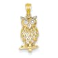 Gold Classics(tm) 14kt.Yellow-Gold & Rhodium Owl Pendant - image 1