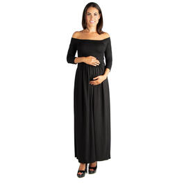 Womens 24/7 Comfort Apparel Off-Shoulder Maternity Maxi Dress