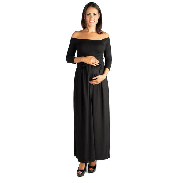 Womens 24/7 Comfort Apparel Off-Shoulder Maternity Maxi Dress - image 
