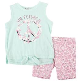 Toddler Girl Nannette Future Peace Rib Tank &  Bike Shorts Set