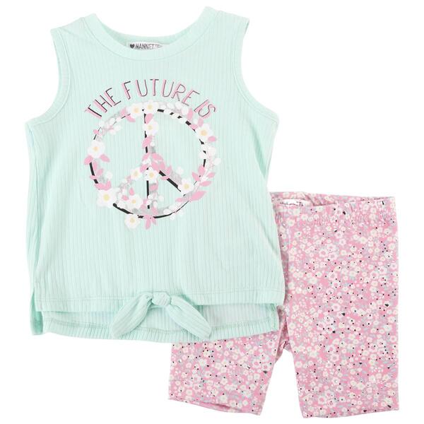 Toddler Girl Nannette Future Peace Rib Tank &  Bike Shorts Set - image 