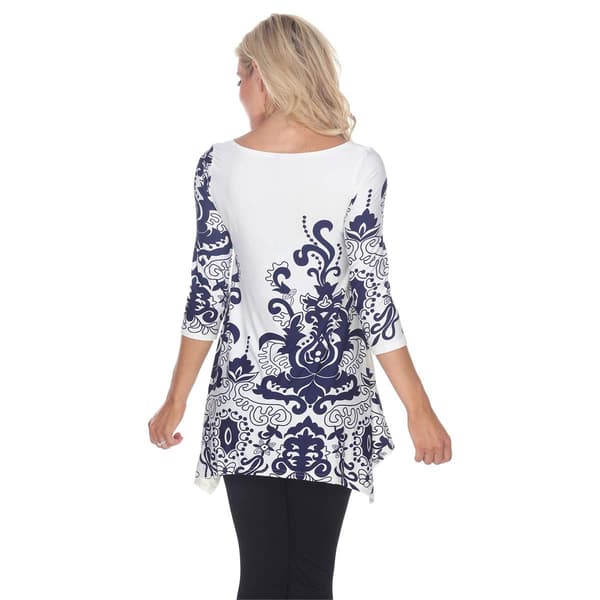 White Mark Yanette Boat Neck 3/4 Sleeves Tunic