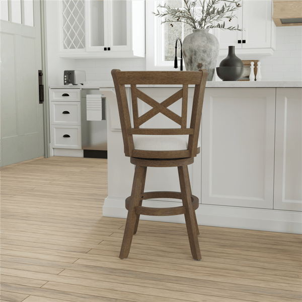 HH2 Home Hamlin Wood Counter Height Swivel Stool
