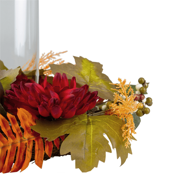 Northlight Mums with Pomegranate Candle Holder Centerpiece