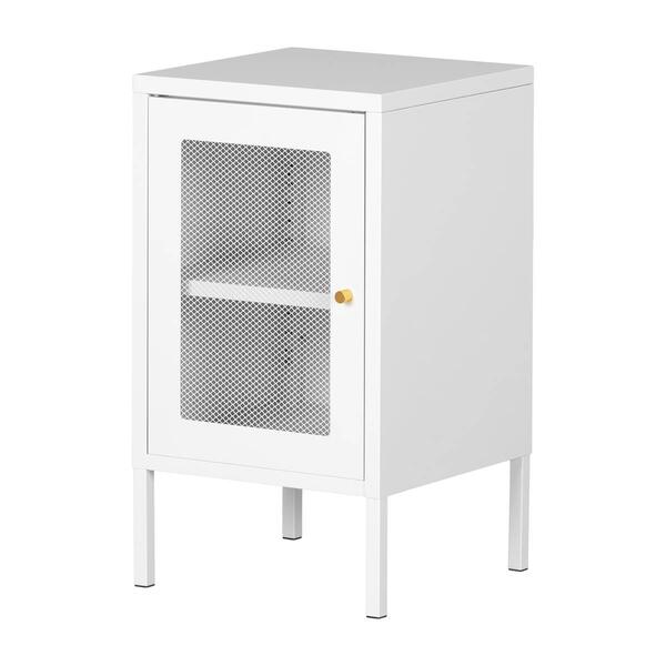 South Shore Crea White Metal Mesh 1-Door End Table - image 