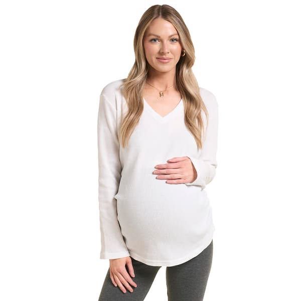 Womens Times Two Side Ruched Waffle Knit Maternity Tee