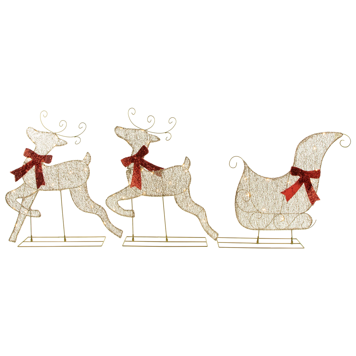 Northlight 3pc LED Reindeer & Sleigh Outdoor Christmas Decoration
