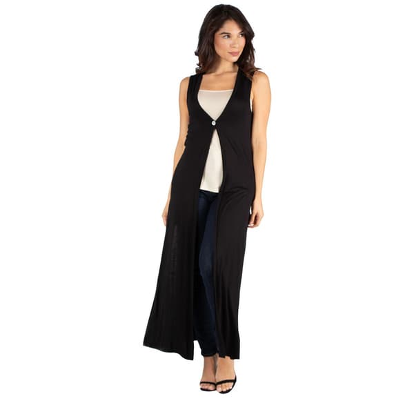 Womens 24/7 Comfort Apparel Single Button Maxi Length Cardigan - image 