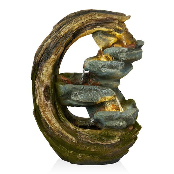 Alpine Curved Trunk &amp; Stone Fountain - image 