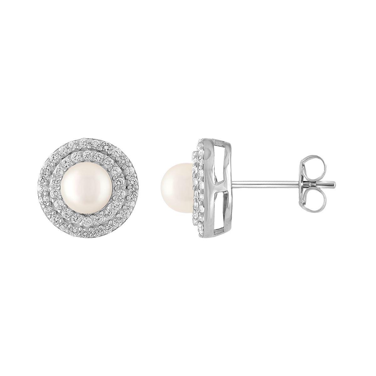 Gemstone Classics™ Sterling Silver Double Halo Earrings