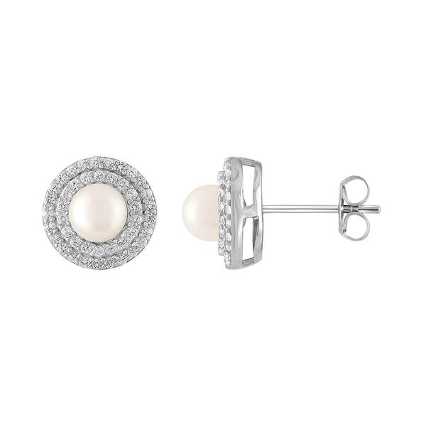 Gemstone Classics&#40;tm&#41; Sterling Silver Double Halo Earrings - image 