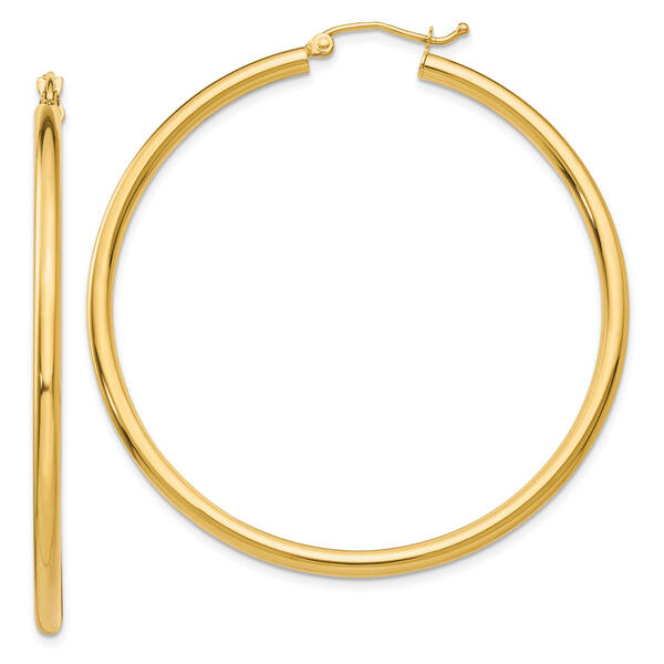 Gold Classics&#40;tm&#41; 14kt. Polished Gold 50mm Hoop Earrings - image 