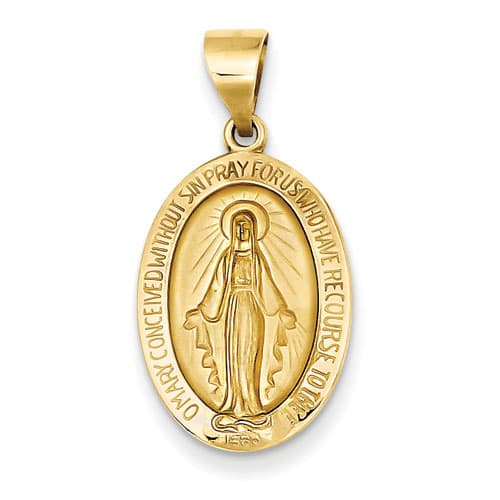 Unisex Gold Classics(tm) 14kt. Polished Mary Medal Pendant - image 