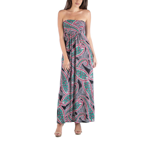Womens 24/7 Comfort Apparel Botanical Paisley Strapless Dress - image 