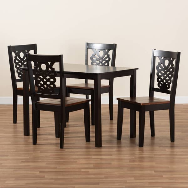 Baxton Studio Luisa 2-Tone Dark/Walnut Brown Wood 5pc. Dining Set