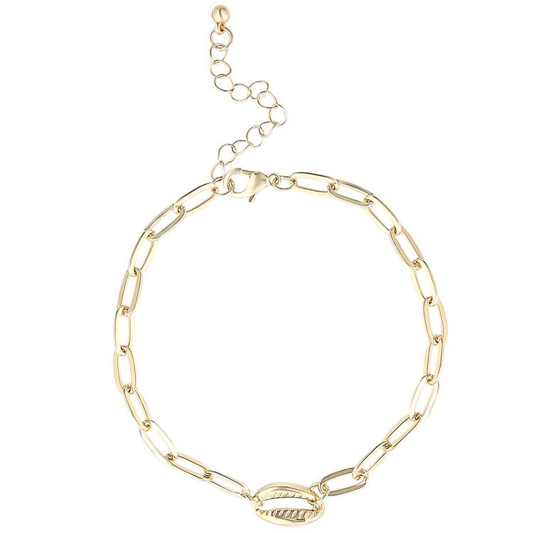 Jessica Simpson Figaro Chain Cowrie & Green Beaded Anklet Set