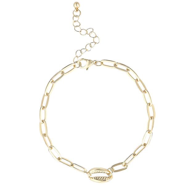 Jessica Simpson Figaro Chain Cowrie & Green Beaded Anklet Set