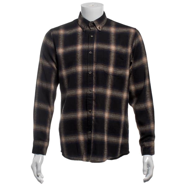 Mens Mountain Ridge Long Sleeve Flannel Shirt - Black/Brown - image 