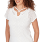 Petite Hearts of Palm Aqua Fresh Honeycomb Mesh Blouse - image 5