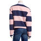 Juniors No Comment Rugby Stripe Fleece Collar Pullover- Pink - image 3