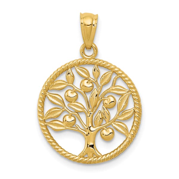 Gold Classics&#40;tm&#41; 14kt. Polished Tree Of Life Round Pendant - image 