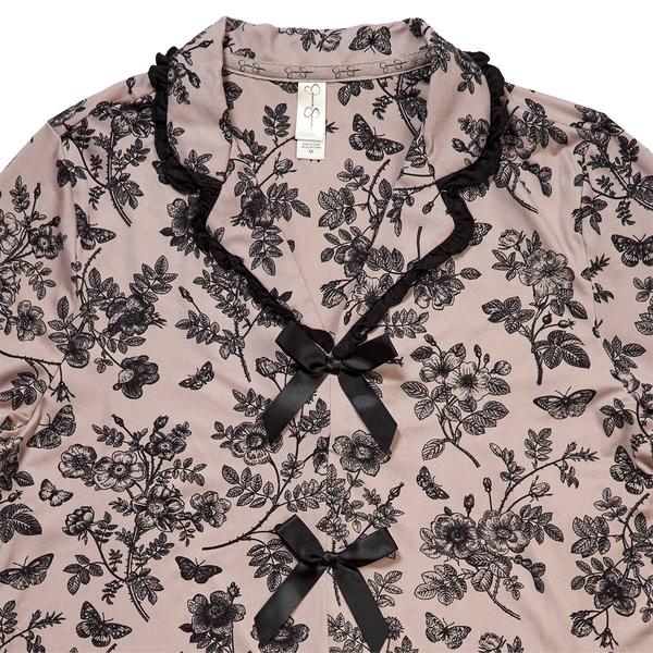 Petite Jessica Simpson Long Sleeve Ruffle Trim Toile Pajama Set