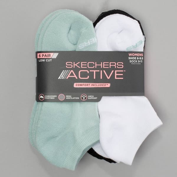 Womens Skechers 6pk. 1/2 Terry Low Cut Socks