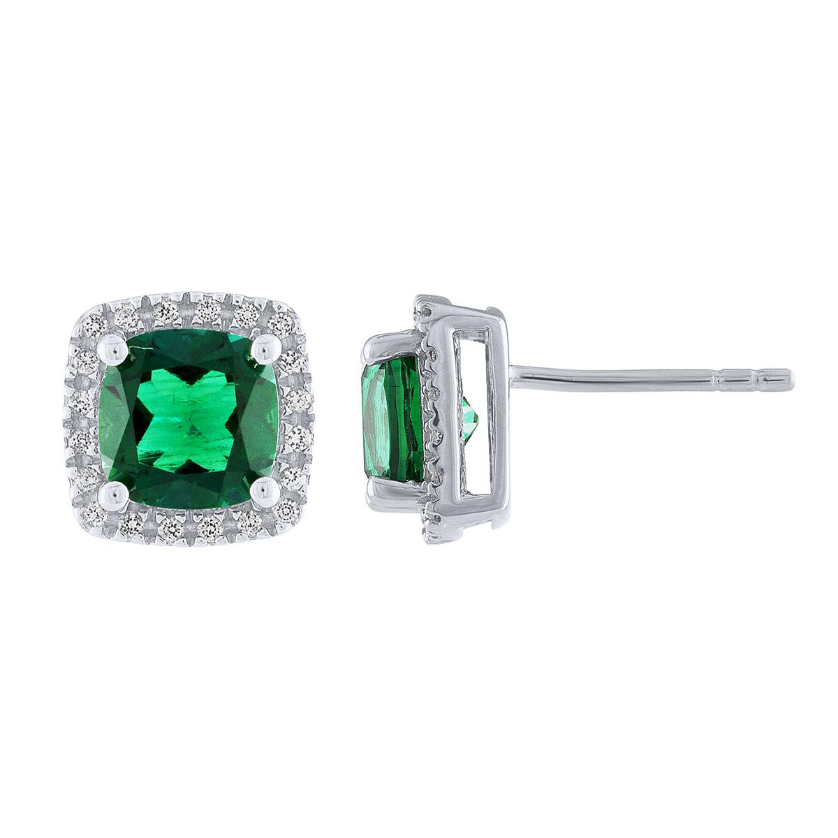 Gemstone Classics™ Silver Emerald/Sapphire Square Earrings