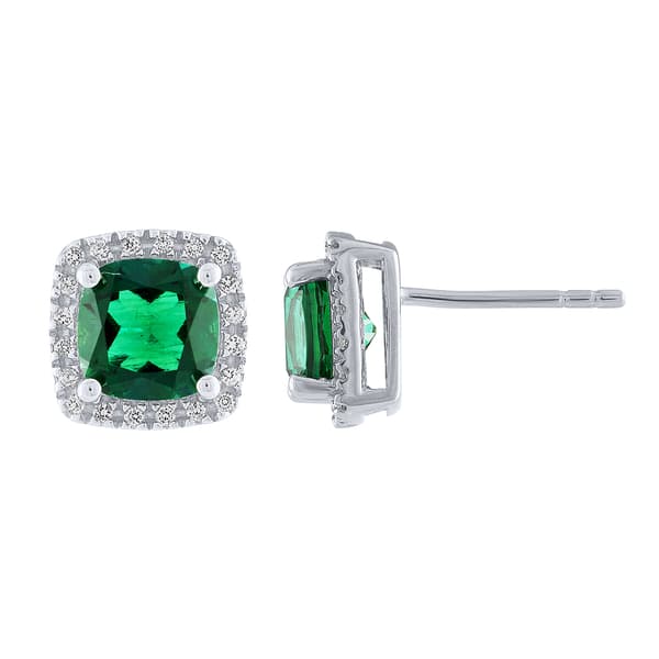 Gemstone Classics(tm) Silver Emerald/Sapphire Square Earrings - image 