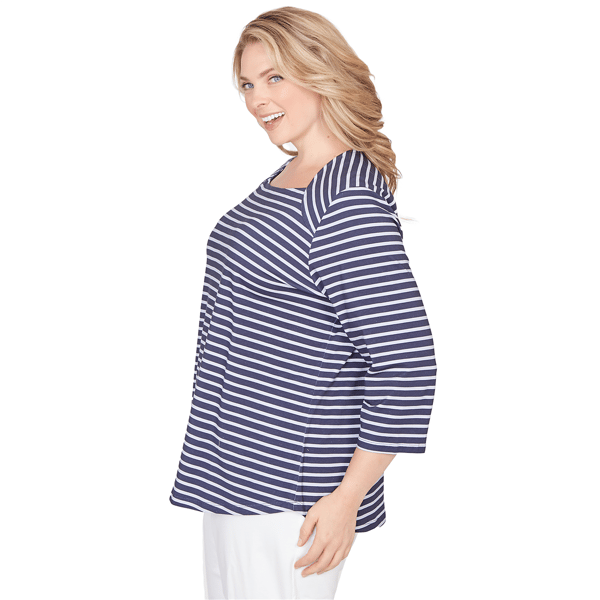 Plus Size Ruby Rd. Must Haves II Square Neck Stripe Tee