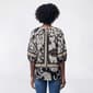 Womens Como Black Elbow Sleeve Vine Woven Henley Blouse - image 2