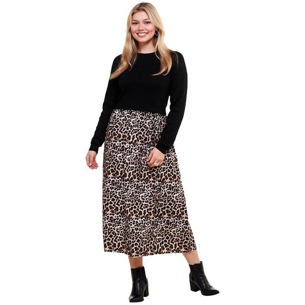 Womens Absolutely Famous Long Sleeve Mixed Media Midi Dress - Boscov's