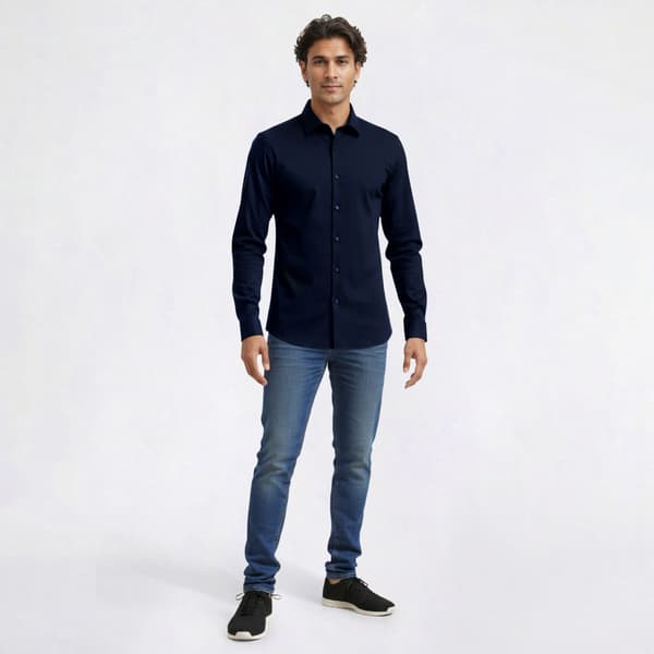 Mens Tom Baine Slim Fit Textured Dress Shirt - Black - image 