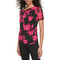 Womens Calvin Klein Short Sleeve Ruched Front Floral Blouse - image 3