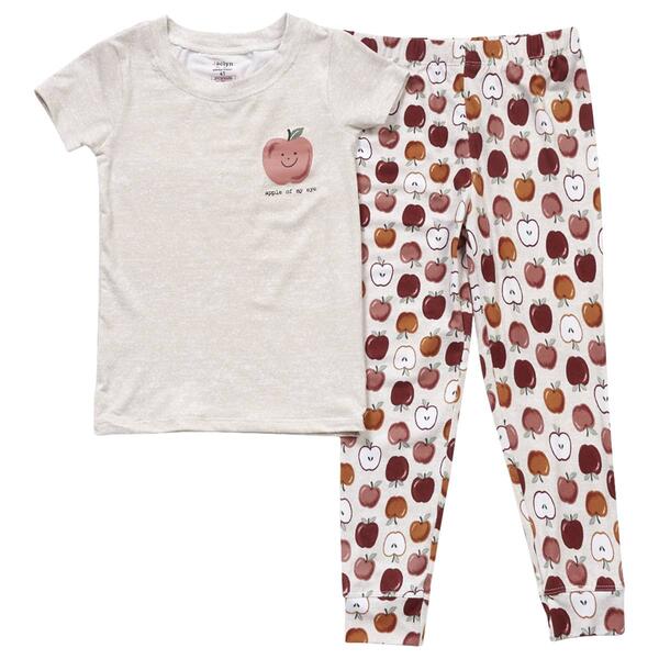 Toddlers Jaclyn Short Sleeve Apple of My Eye Joggers Pajama Set - image 