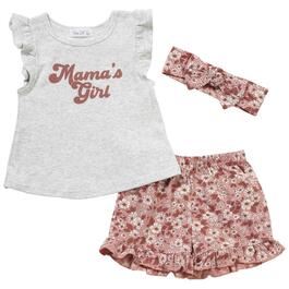 Baby Girl &#40;3-9M&#41; Rene Rofe&#40;R&#41; 3pc. Mama''s Girl Rib Top & Shorts Set