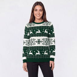 Womens By Design Long Sleeve Reindeer Stripe Sweater