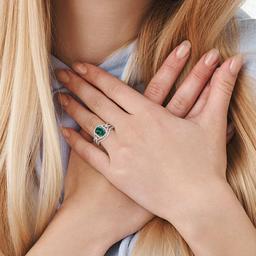 Gemstones Classics™ 10kt. White Gold Lab Created Emerald Ring