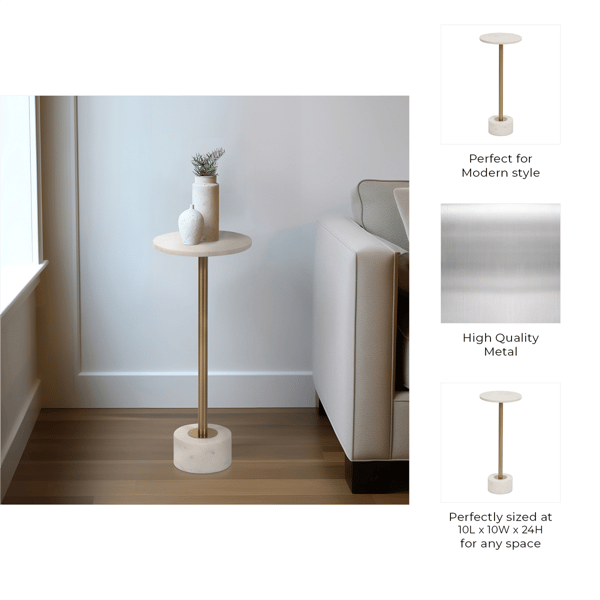 Sagebrook Home Modern Round Marble Top Accent Table