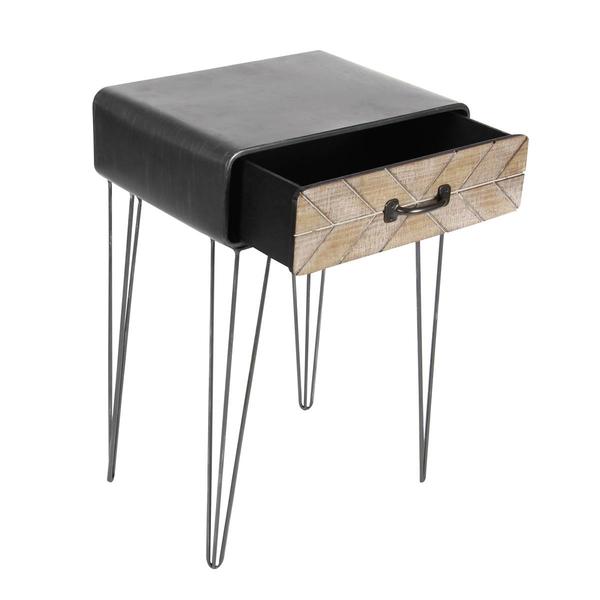 9th & Pike® Black Metal and Wood Modern Accent Table