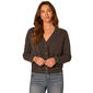 Womens Democracy Long Sleeve Button Down Print Back Mix Media Sw - image 1