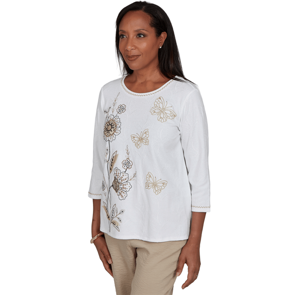 Womens Alfred Dunner Travel Advisory Floral Butterfly Blouse
