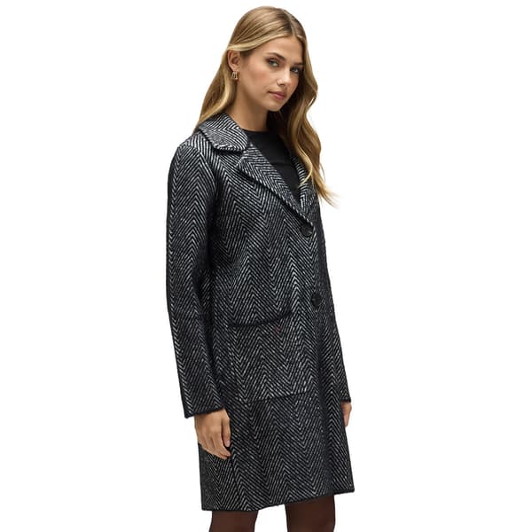 Plus Size NVLT Single Breasted Chevron Coatigan - Black/White