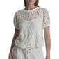 Womens DKNY Sport Short Elastic Sleeve Crochet Leaf Top - image 1